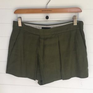 J. Crew Olive Pleated Skort Shorts Pockets Basic Casual Lightweight Summer